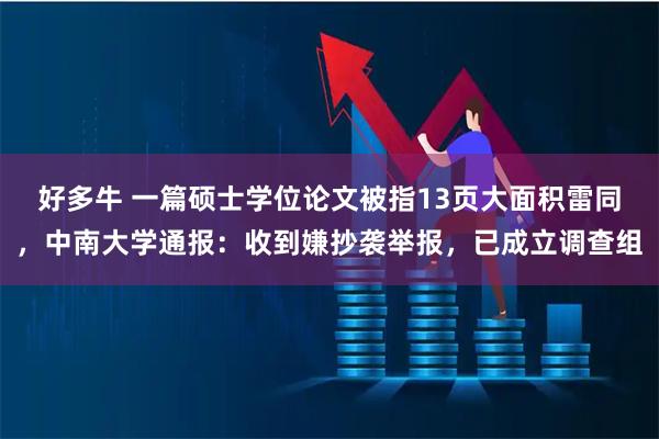好多牛 一篇硕士学位论文被指13页大面积雷同，中南大学通报：收到嫌抄袭举报，已成立调查组